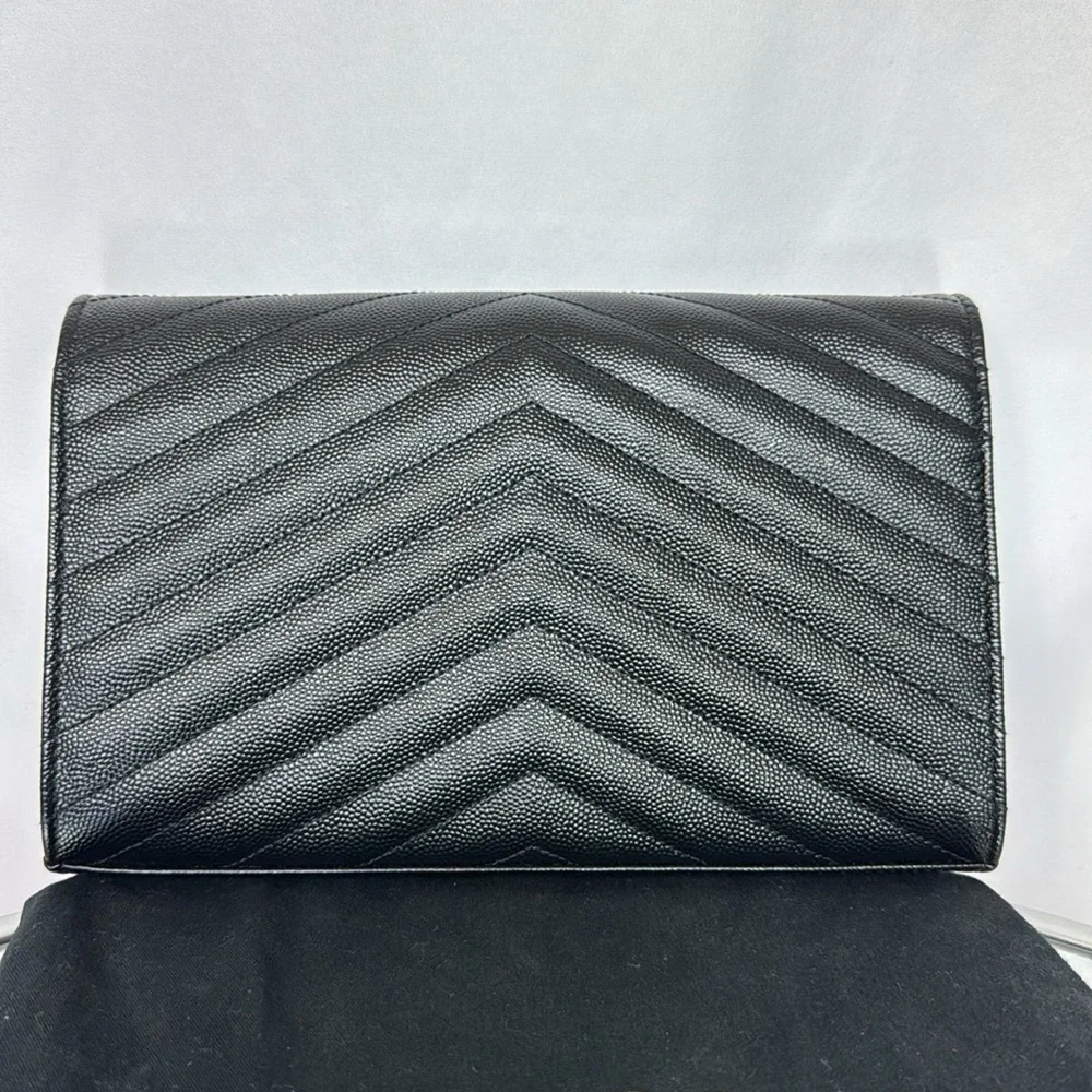 YSL Monogram Large Wallet Bag on Chain in Grained Leather Black - Picture 3 of 8